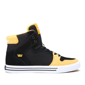 Supra Mens VAIDER High Top Shoes Black/Golden/white | US-10973